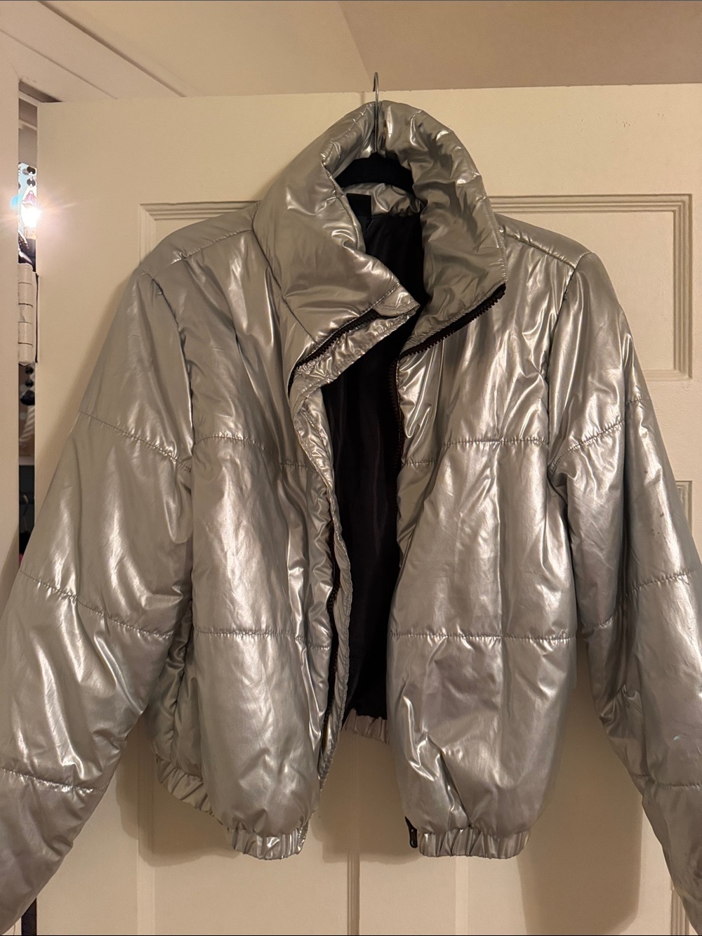 wild fable Metallic Silver Puffer Jacket